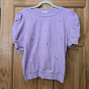 T.La Lilac Puff Sleeve Sweatshirt